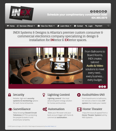 Branding and Website examples for INEX Systems & Designs