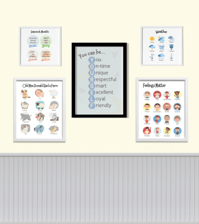Mockups of for sale printable artwork geared to the PK-2nd grade learner